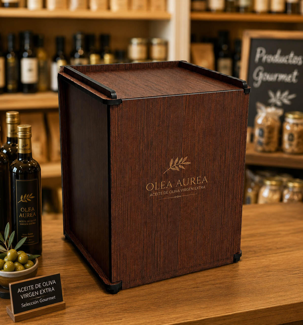 Packaging. Estuche botella aceite